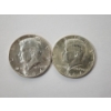 Image 1 : Two 1964 Kennedy Half Dollars - 90% Silver U.S. Coins - FV: $1.00