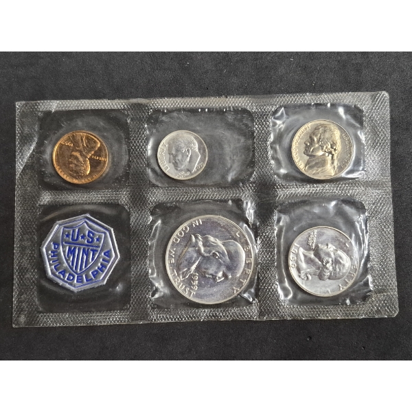 U.S. 90% SILVER COINS - RARE 1959 P FRANKLIN PROOF SET IN US MINT SEALED PKG  $.85 FACE VALUE