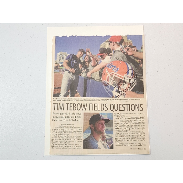Tim Tebow Signed News Article - ~8x10in