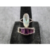 Image 3 : Two Nice Sterling Silver Rings Weighing 6 Grams ~ Ft. One W/ Abalone Shell & One W/ Purple Stones