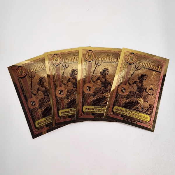 x4 *Alpha Series* Florida 1/4 Goldback Notes 1/4000th Troy Ounce 24K Gold Each