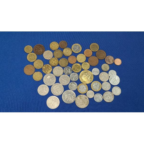 Assorted Foreign Coins Including French, Canadian & More