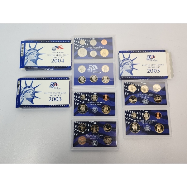 3 - U.S. Proof Sets 50 State Quarters: 2004, 2003, 2003 In Original Packaging w/ CoA