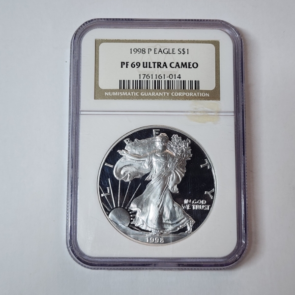 1998-P American Silver Eagle Graded by NCG PF 69 Ultra Cameo - 1 oz .999 Fine Silver