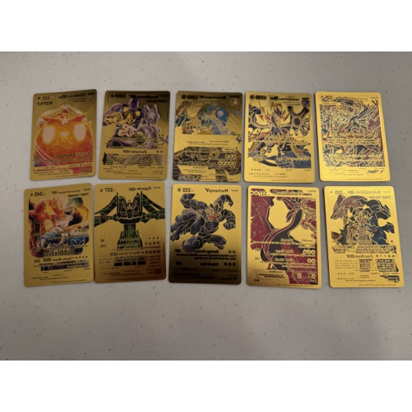 10 Rare  - Gold Foil Pokemon Trading Cards - Mint Condition