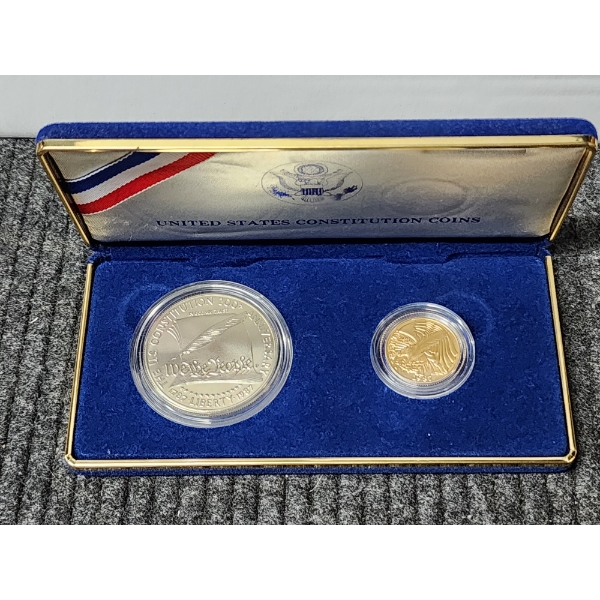 United States Constitution Coin Set Featuring GOLD & SILVER Coins ~ 90% Gold $5 Constitution Coin +