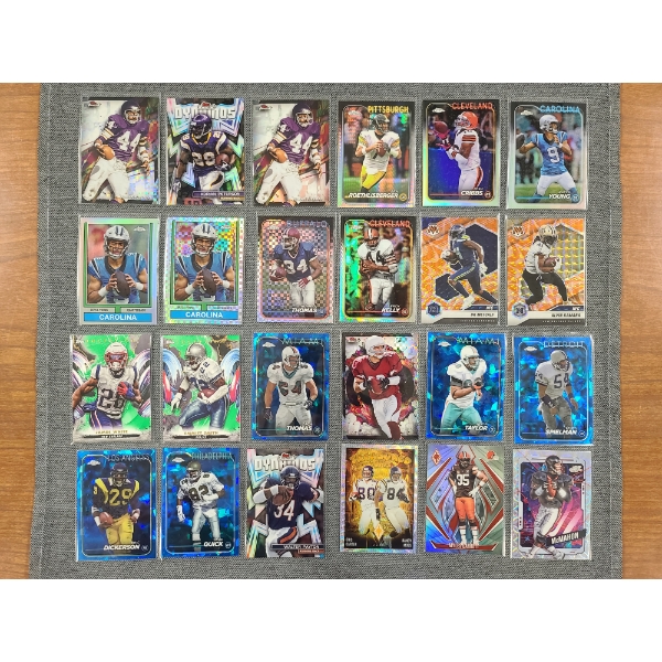 24 Asstd NM Football Trading Cards Including Many Refractors Ft. Names Like Payton, Cribbs & More!