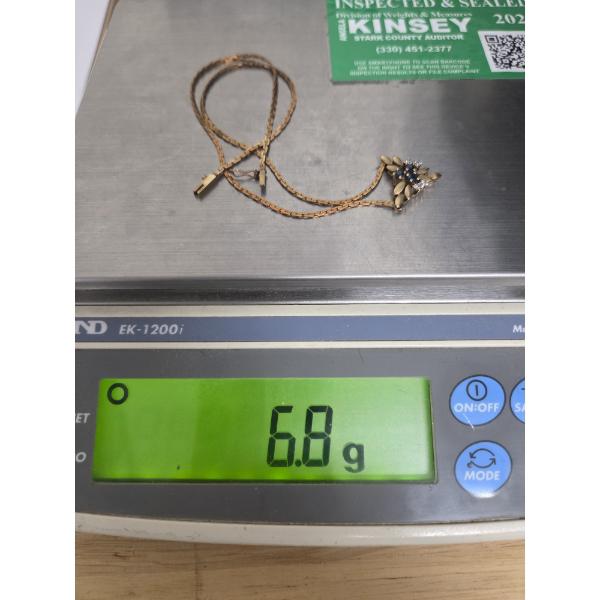 14k Gold Necklace With Stones 6.8G Total Weight