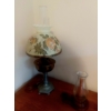 Image 3 : As Shown - Set Of 2 Lamps - Hand Painted 25" Floral Globe W Chuimney & Hurricane Candle Lamp