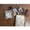 Image 1 : Assorted Vintage Collectibles: Handmade Baby/Doll Clothes, Leather Hat, Candlestick Holders & More! 