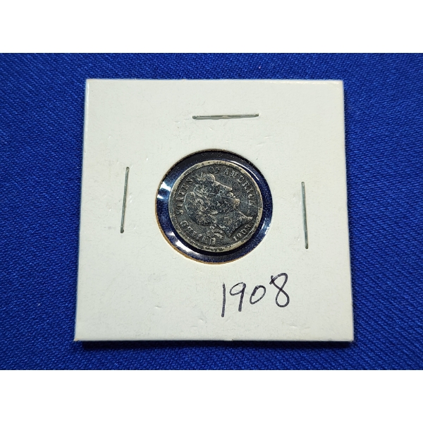 United States 1908 Barber Dime - 90% Silver 