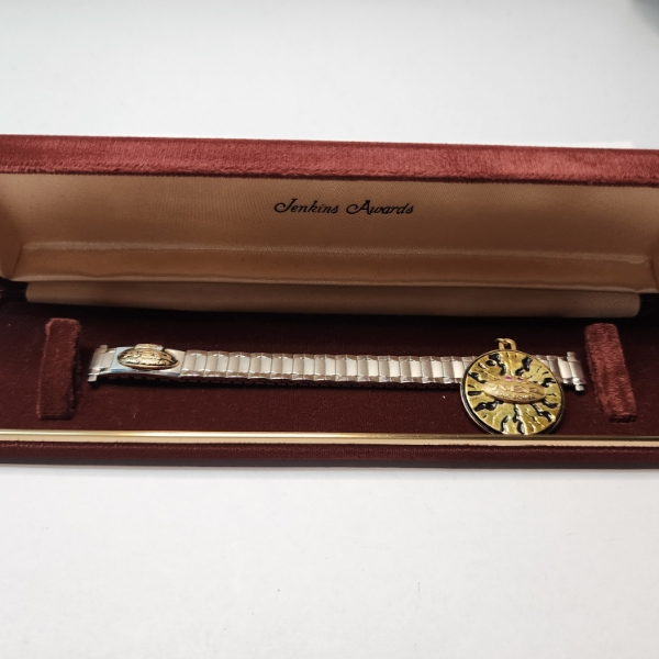 Vintage AEP Ohio Power Watch Band w/ Diamonds and Pendant w/ Rubies 