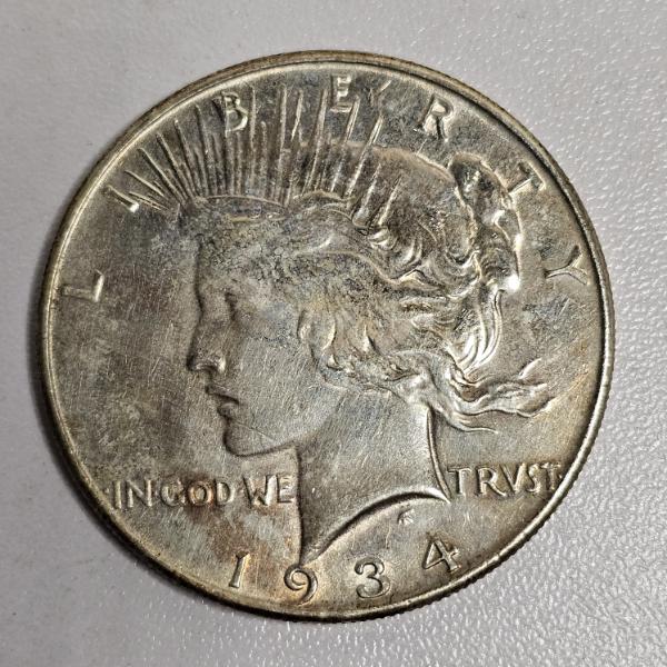 1934 United States Peace 90% Silver Dollar FV: $1.00