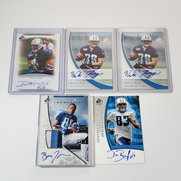 5 Upper Deck Tennessee Titans AUTOGRAPHED Rookie Authentics Football Trading Cards ft. PATCH Card
