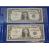 Image 2 : Lot of 4 U.S. 1957 & 1957-B Blue Seal $1 Silver Certificates
