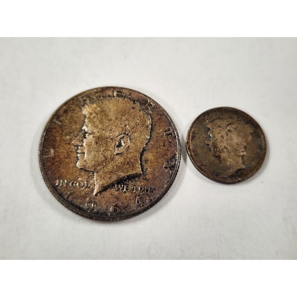 90% Silver Kennedy Half Dollar & Mercury Dime - $0.60 Face Value in 90% Silver