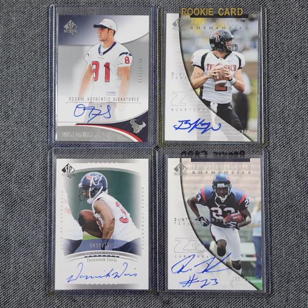 Four Upper Deck AUTOGRAPHED Houston Texans NUMBERED Rookie Football Trading Cards