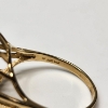 Image 4 : 14K Yellow Gold Ring Green Jade Disc "Fu" Good Fortune Greek Key - Size 9 - Total Weight: 4.0g