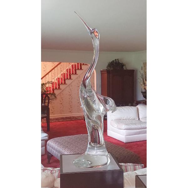 LARGE & COMMANDING 27" TALL ... 2nd Of Two - Finest Artist Signed Lead Crystal Sculpture Of Pelican 