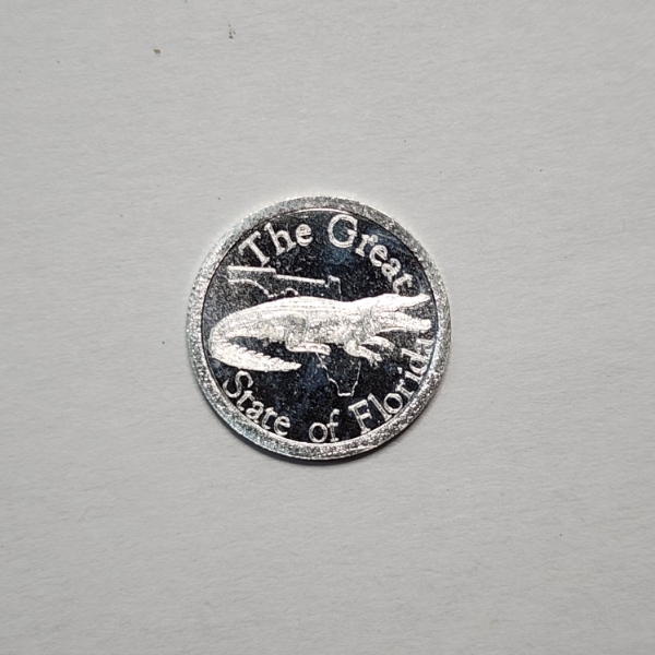 "The Great State of Florida" Gold Silver Naples: Gator 1 Gram .999 Fine Silver Round