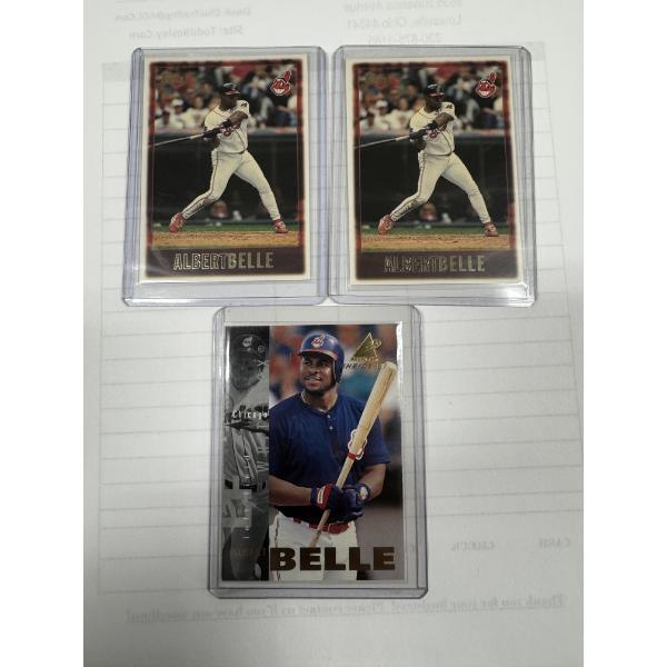 3 - Albert Belle Cleveland Indians Baseball Cards - 1996 Topps & 1997 Pinnacle