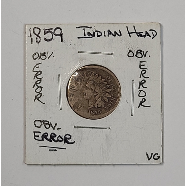 United States First Year Of Issue 1859 Indian Head Cent With Obvious Die Error
