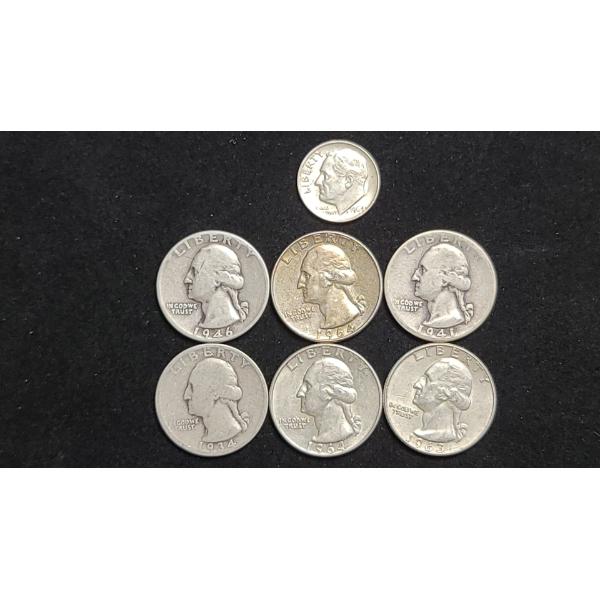 Assorted Years/Mint Marks 90% Silver Roosevelt And Washington Quarters - Face Value: $1.60
