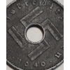 Image 6 : 
VERY RARE*** WWII GERMAN MILITARY HOLE COIN:  10 Reichpfennig ZINC WARTIME MILITARY MONEY