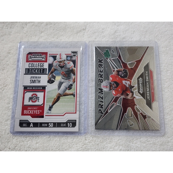Two 2025 Panini Jeremiah Smith Football Trading Cards in Near Mint Condition! 