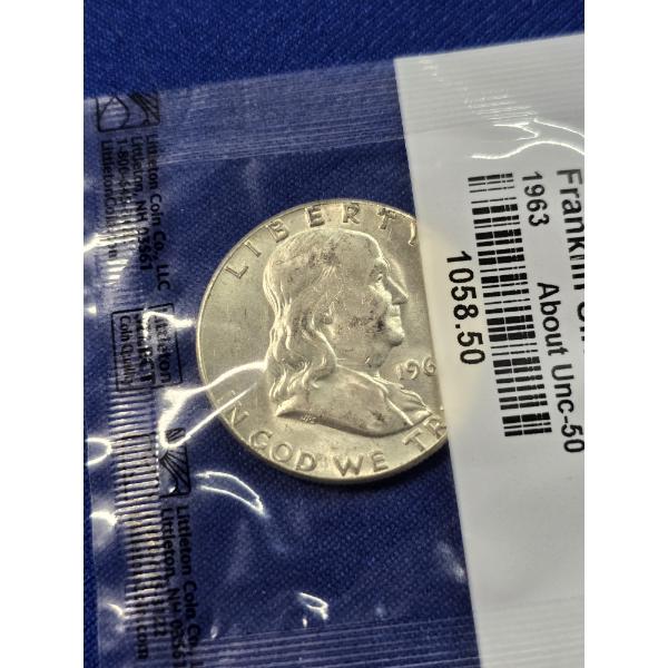 1963 Franklin Silver Half Dollar - ABOUT UNCIRCULATED 