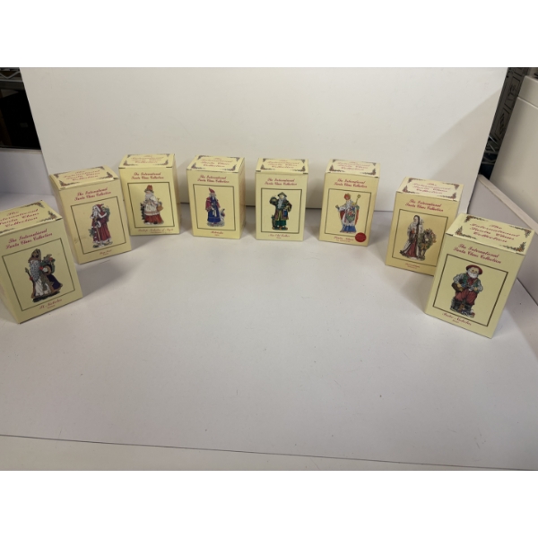 8 Santa Figurines - The International Santa Claus Collection - Nice Old Father - Pere Noel & More