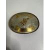Image 2 : Tommy Belt Buckle - Oval Western Belt Buckle with Silver-Plated Engraved Floral Background - Bull Ri
