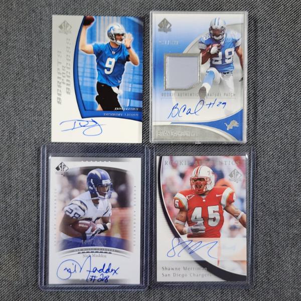 Four Upper Deck AUTOGRAPHED Detroit Lions & San Diego Chargers NUMBERED Rookie Football Cards ~ 