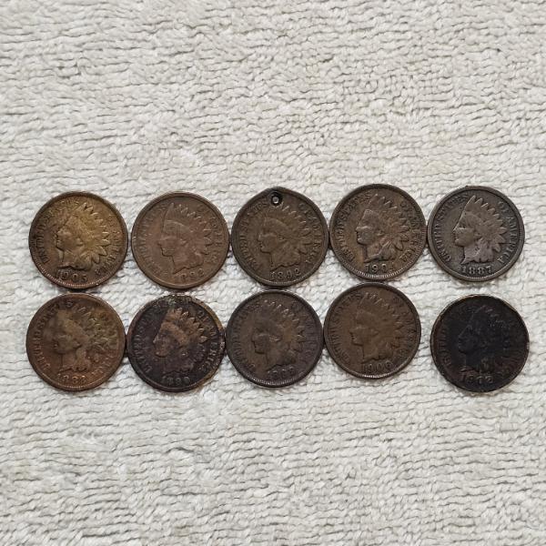 LOT OF 10 UNITED STATES Indian Head Pennies Excellent Condition Various Dates