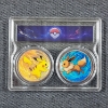 Image 1 : Pokemon Two Coin Copper Round Set ~ 2 OUNCES OF COPPER ~ Ft. Pikachu & Eevee in Nice Display Case