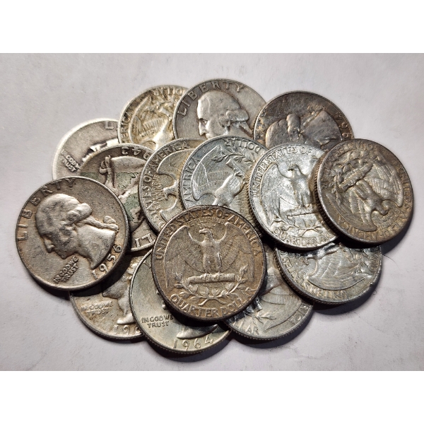 $3.75 Face Value in Assorted 90% Silver Washington Quarters 