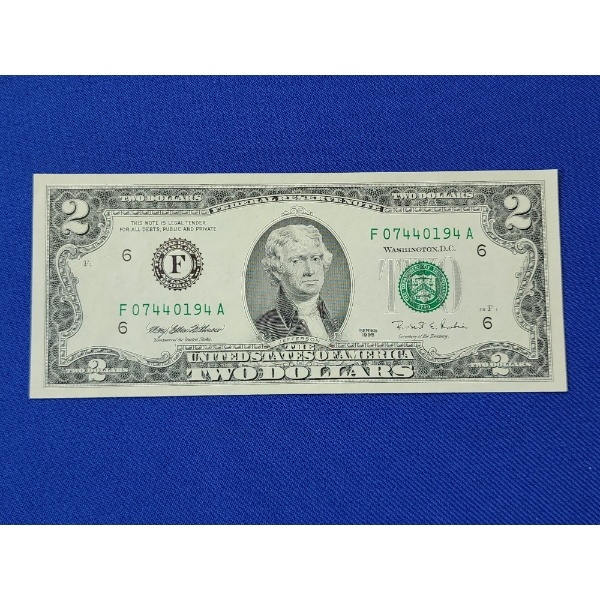 1995 United States $2 Bill - Excellent Condition 