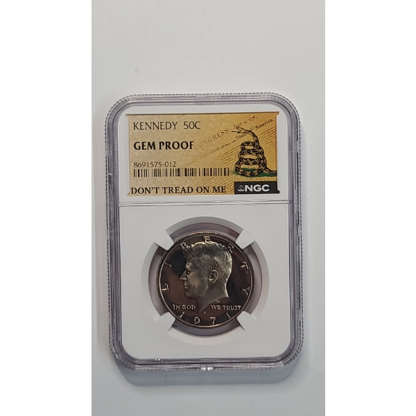 NGC 1971-S GEM PROOF Kennedy Half Dollar In " Don't Tread On Me" Slab
