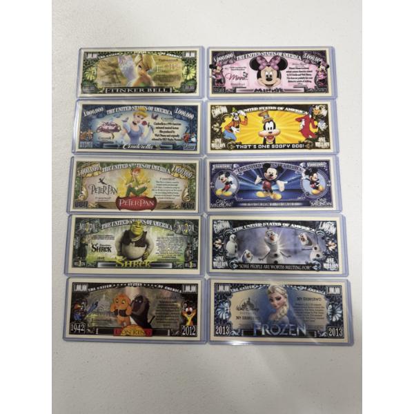Rare Set Of Disney Dollars - Million Dollar Bills In Protective Holder - Mint Condition