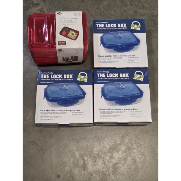 New! 24 Piece 3 Cup Meal Prep Containers, And 3 Lock Box Steamer Containers
