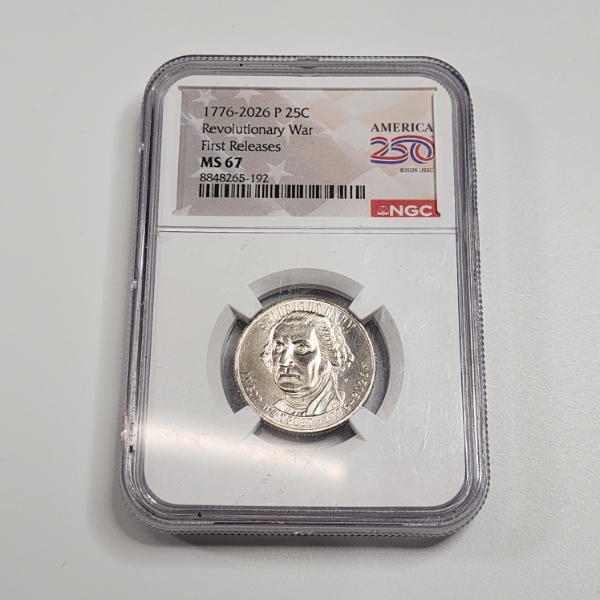 NGC 1776-2026 Revolutionary War Semiquincentennial Quarter First Releases Graded MS 67