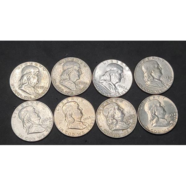 Assorted Years 90% Franklin Half Dollars - Face Value: $4.00