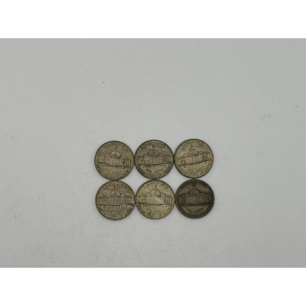 Six United States War Nickels - Each is 35% Silver