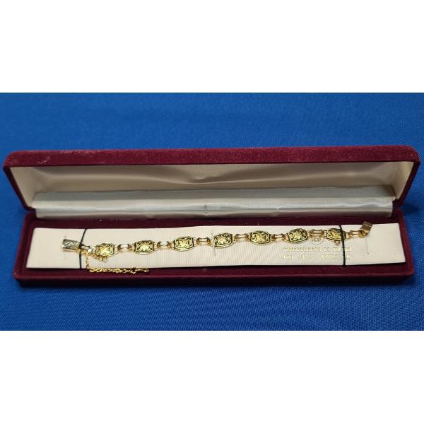 Vintage Spanish Damascene Gold-Tone Link Gold Plated Bracelet 
