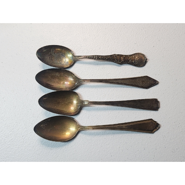 Lot of 4 Assorted Sterling Silver Spoons - Total Weight: 72.8g