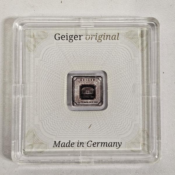 1 Gram Geiger Edelmetalle Original Series .999 Fine Silver Square Bar