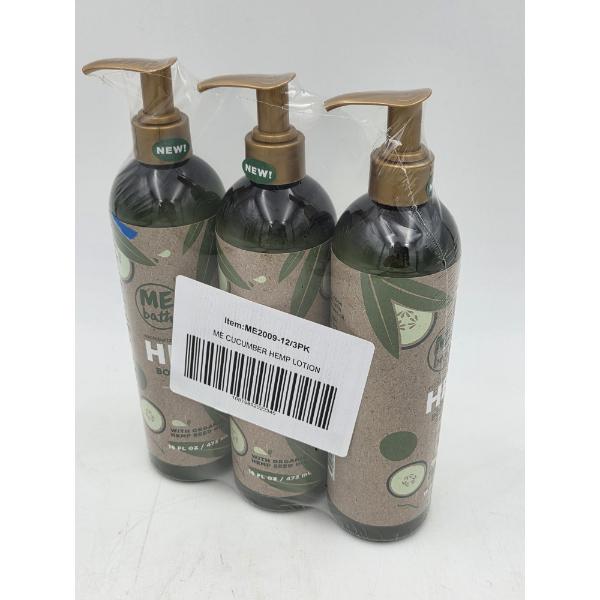 Brand New! Three 16oz Hemp Cucumber Body Lotion Pump Bottles