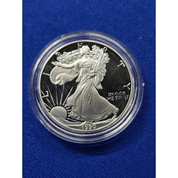 1990- S BETTER DATE American Silver Eagle One Ounce PROOF Silver Bullion Coin