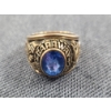 Image 2 : 10K Gold 1976 Garaway High School Class Ring With Blue Stone Weighing 18.5 Grams Size 10