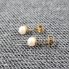 Image 4 : Lovely 14K Yellow Gold Pearl Earring Set Weighing 0.6 Grams Total